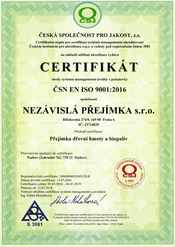 Certifikát ISO